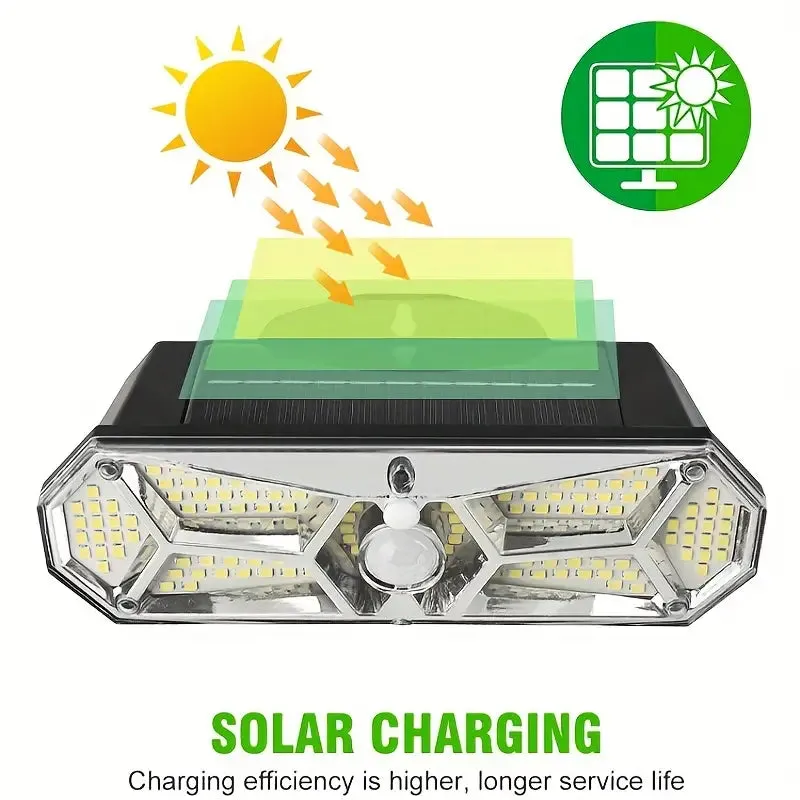 126 LEDs Portable Solar Security Lights, IP65 Waterproof Wireless Exterior Flood Light Detected Light