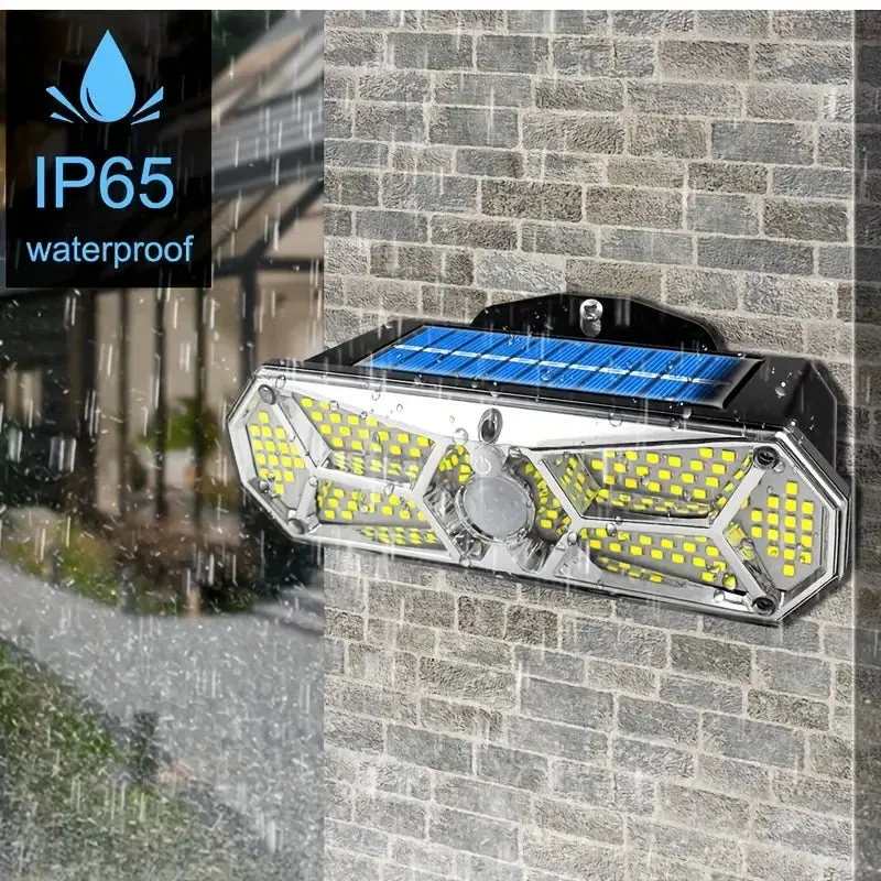 126 LEDs Portable Solar Security Lights, IP65 Waterproof Wireless Exterior Flood Light Detected Light
