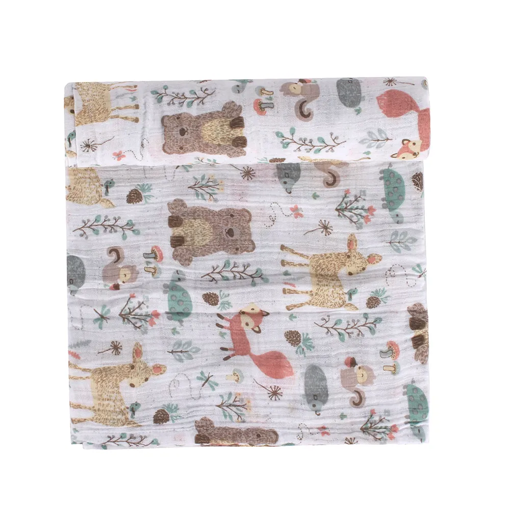 Abracadabra Cotton Muslin Swaddle For Newborns Pack of 3 (Bambi & Friends) - Multicolor