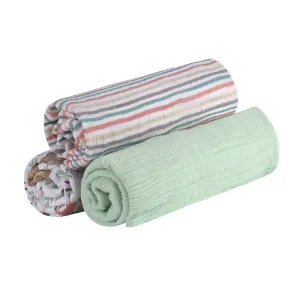 Abracadabra Cotton Muslin Swaddle For Newborns Pack of 3 (Bambi & Friends) - Multicolor