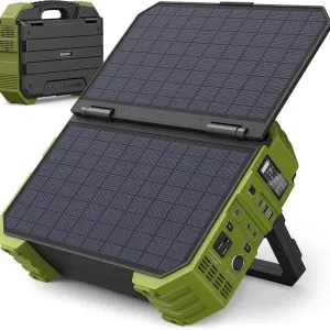 BROWEY Portable Power Station with Built-In Solar Panel, 614Wh/192000Mah Lifepo4 Battery Pack, 1000W Solar Generator with AC/DC/USB/PD Outputs for Outdoor Camping, RV Travel, Emergency Preparedness