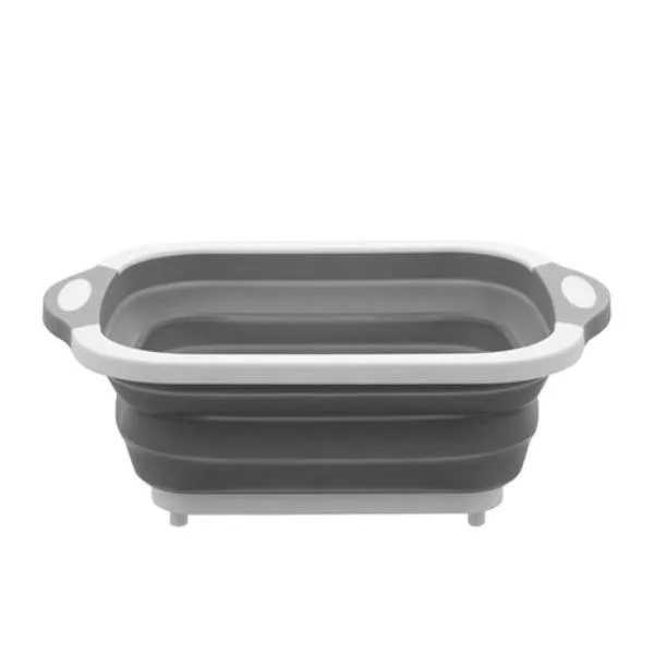 Camping / Caravan Collapsible Silicone Cutting Board And Strainer
