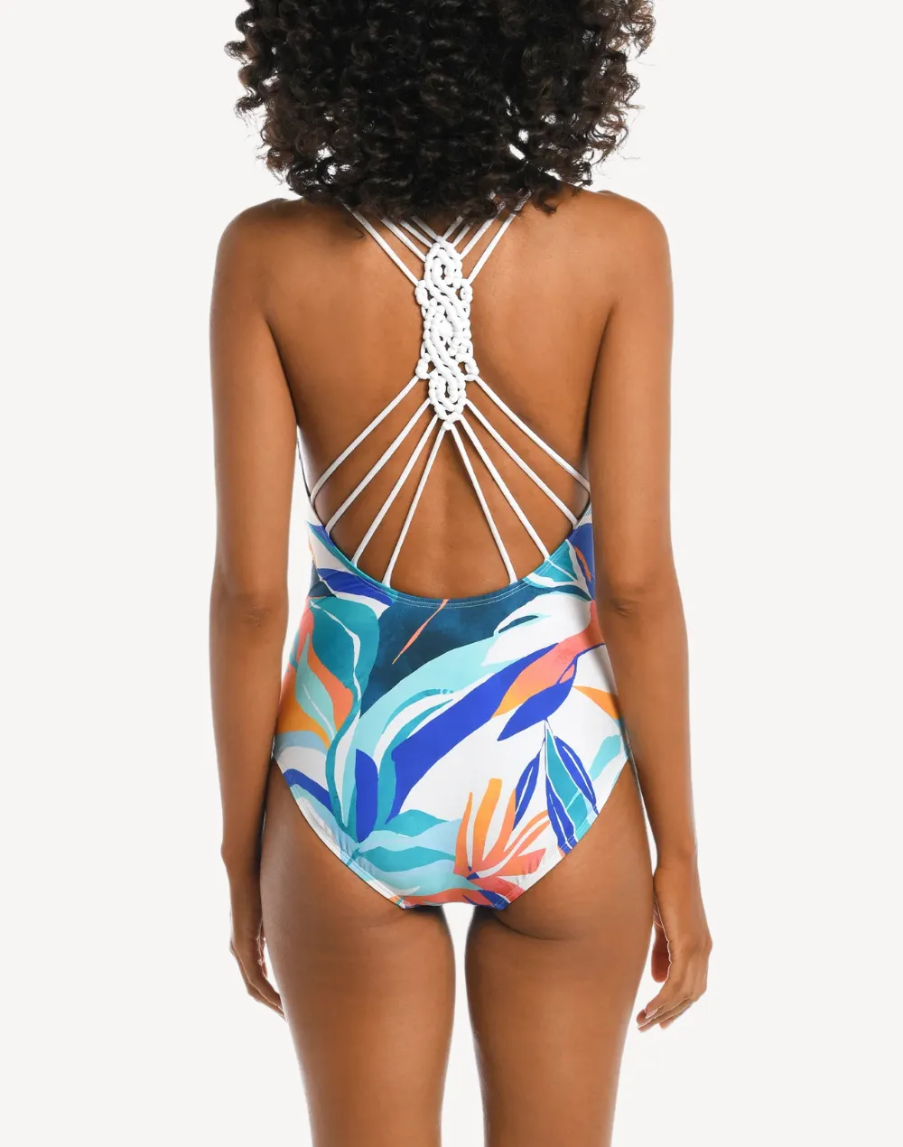 Coastal Palms Macrame Back One Piece Swimsuit