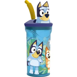 Cup With Straw By Bluey Sky Blue Pvc 3D 360 Ml