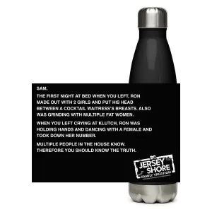 Jersey Shore Family Vacation Sam Note Water Bottle