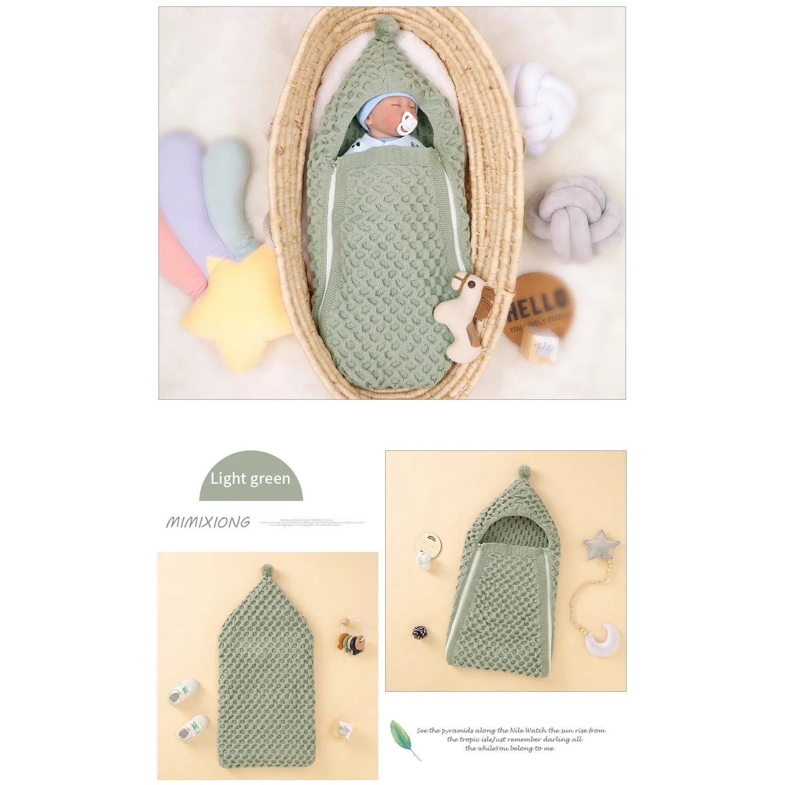 Knit Pompom Sleeping Bag