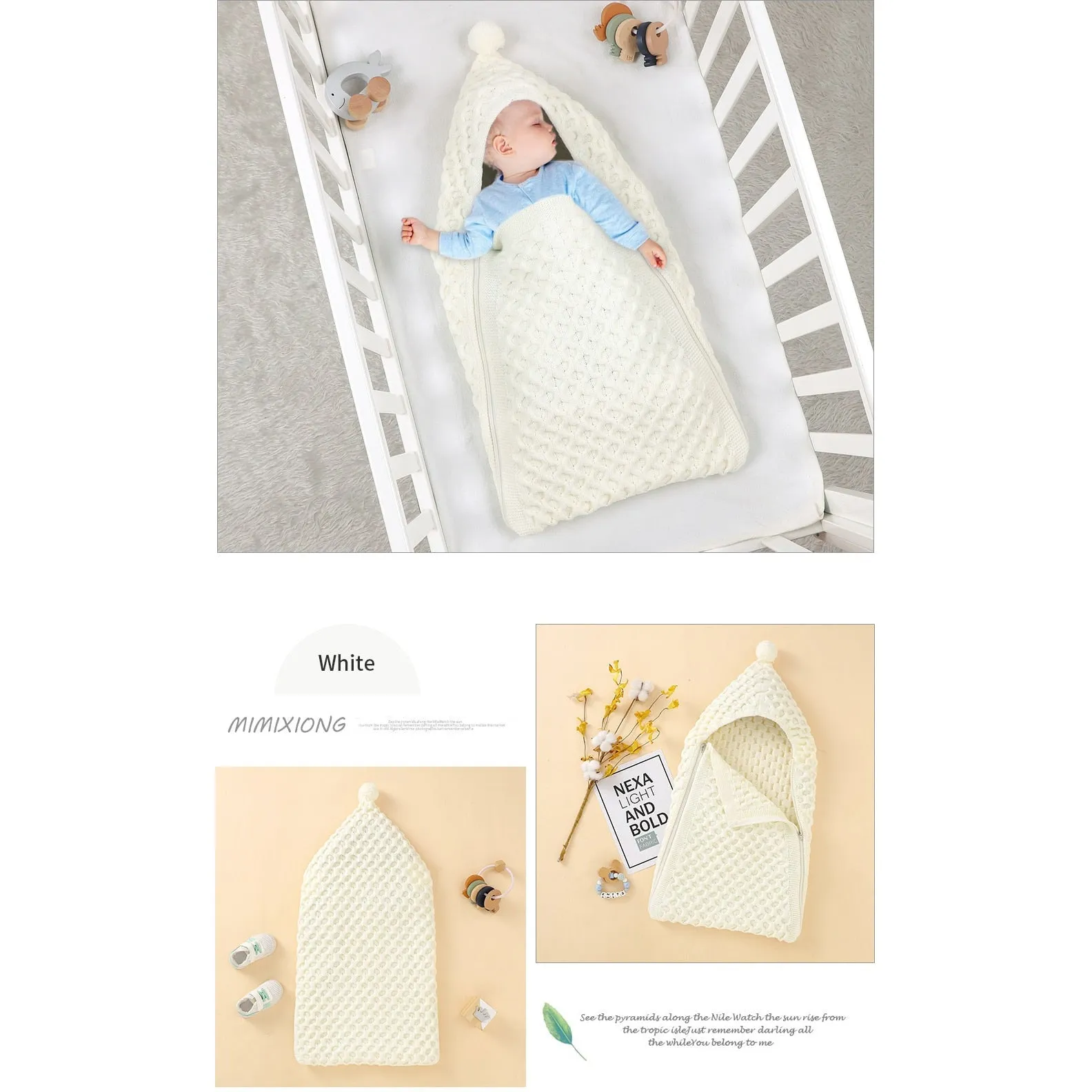 Knit Pompom Sleeping Bag