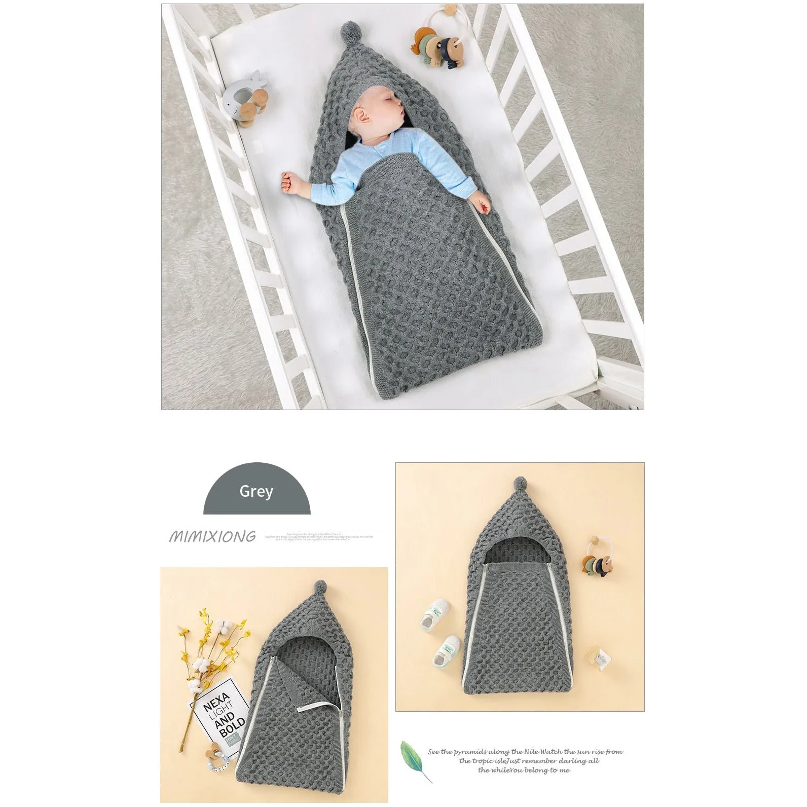 Knit Pompom Sleeping Bag