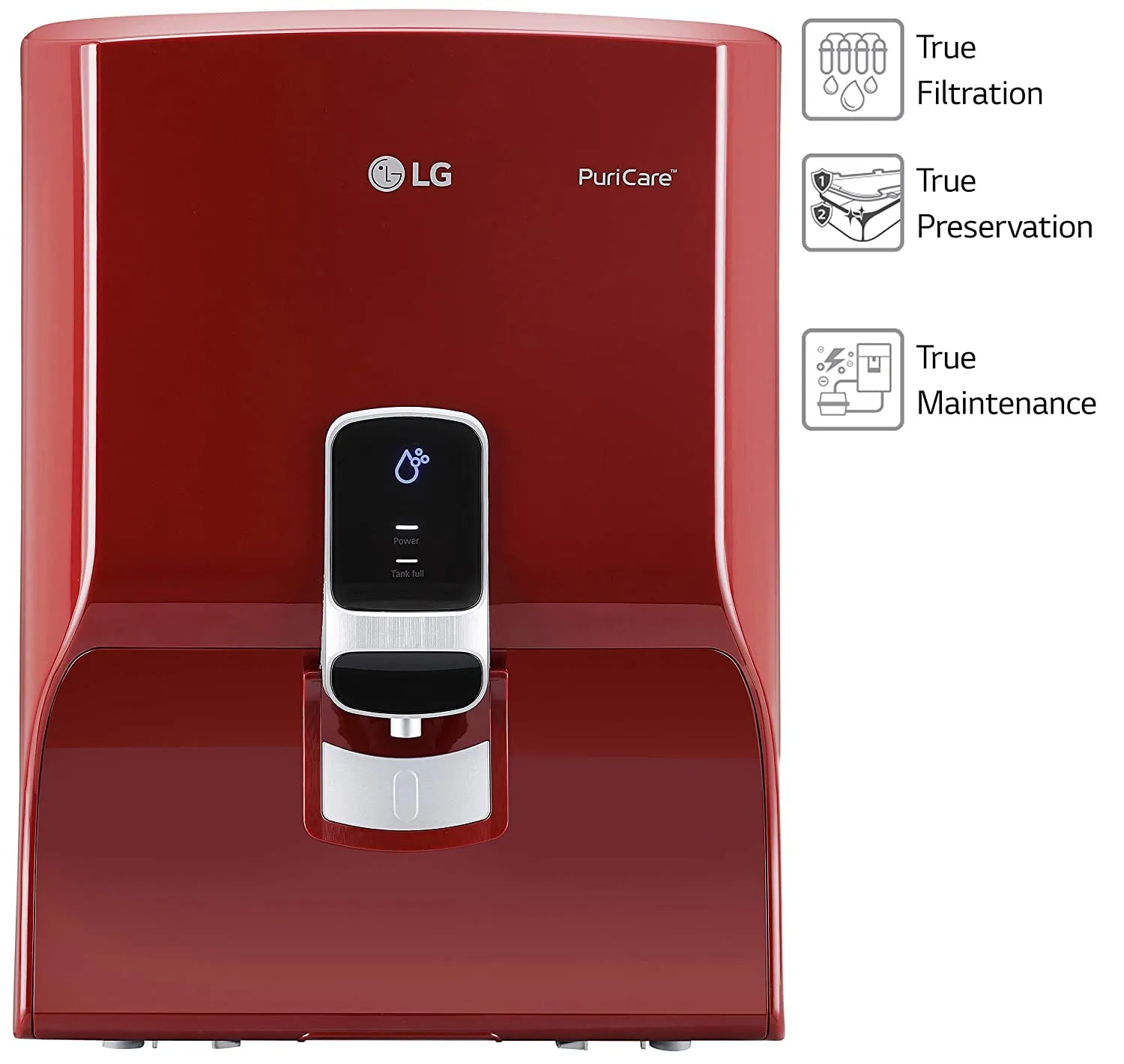 LG Puricare WW140NPR RO   Mineral Booster Water Purifier with Dual Protection Stainless Steel Tank, RED