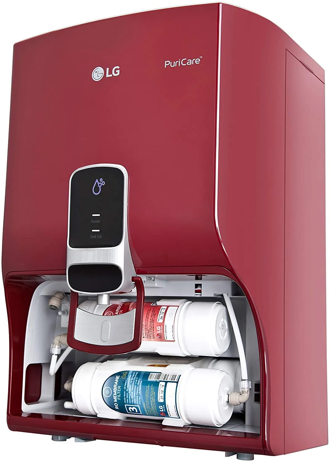 LG Puricare WW140NPR RO   Mineral Booster Water Purifier with Dual Protection Stainless Steel Tank, RED