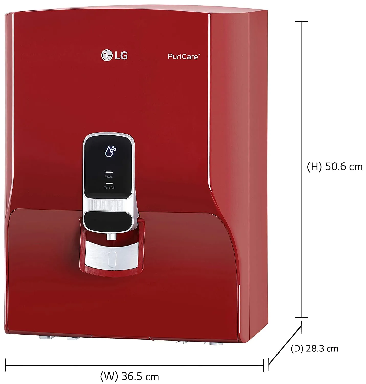 LG Puricare WW140NPR RO   Mineral Booster Water Purifier with Dual Protection Stainless Steel Tank, RED