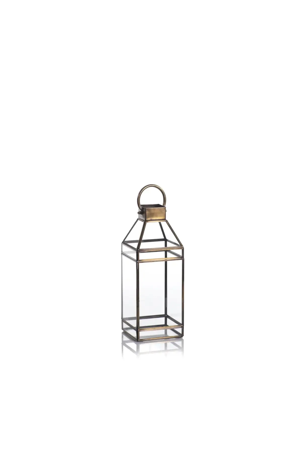 Martino Antique Brass Glass Lantern - 2 Sizes