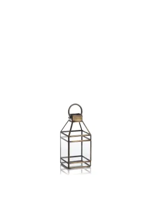 Martino Antique Brass Glass Lantern - 2 Sizes