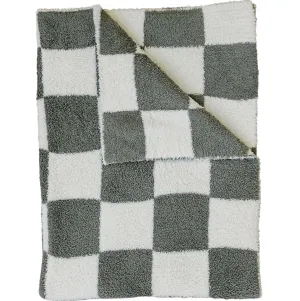 Mebie Baby - Plush Children's Blanket in Green Checkers 45"x60"