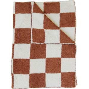 Mebie Baby - Plush Children's Blanket in Rust Checkers 45"x60"