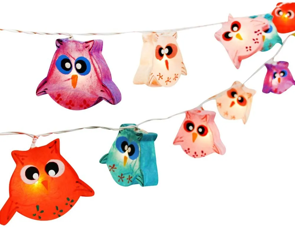 Multi-Colored Owl Bird Fancy Lantern String Night Lights Fairy Decor Living Room Kid Child Bedroom Boys Girls