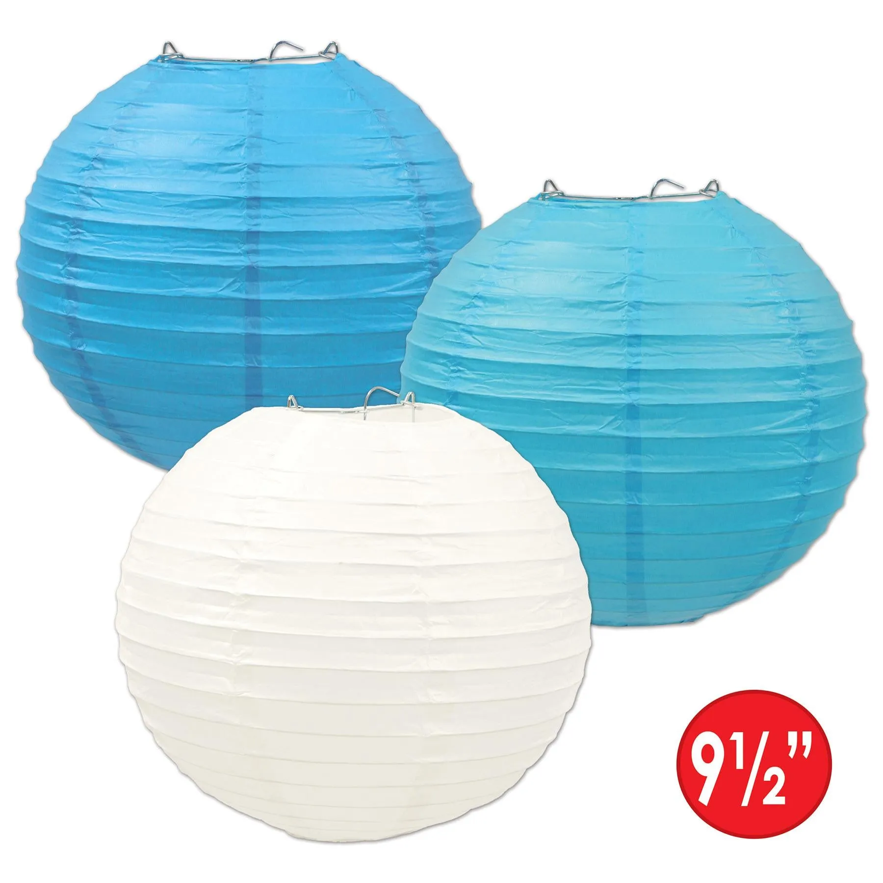 Oktoberfest Paper Lanterns - Assorted blue/white/turquoise (3 per Package)
