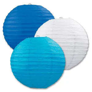 Oktoberfest Paper Lanterns - Assorted blue/white/turquoise (3 per Package)