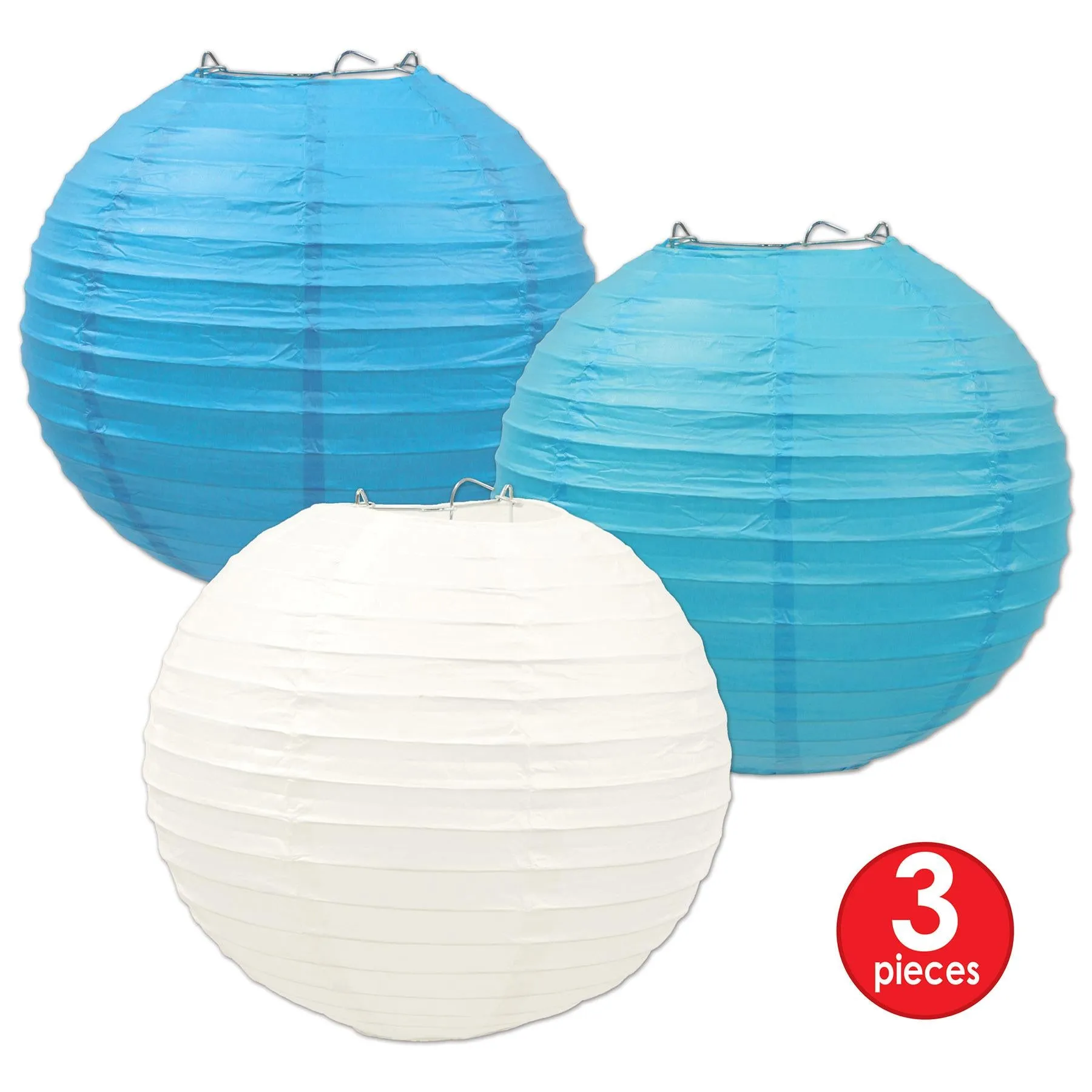 Oktoberfest Paper Lanterns - Assorted blue/white/turquoise (3 per Package)
