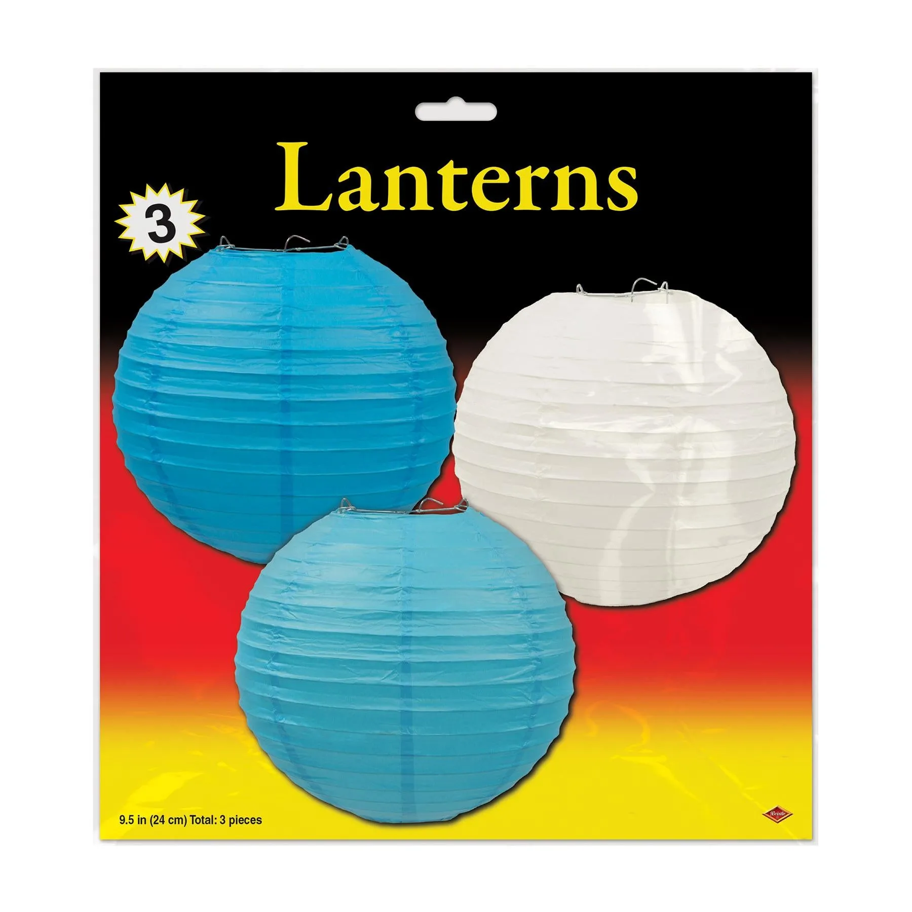 Oktoberfest Paper Lanterns - Assorted blue/white/turquoise (3 per Package)