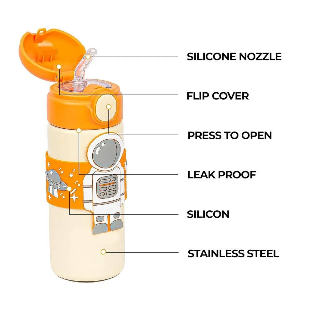 Orange Band Cream Astronaut, Stainless Steel Kids Water Bottle, 500 ml