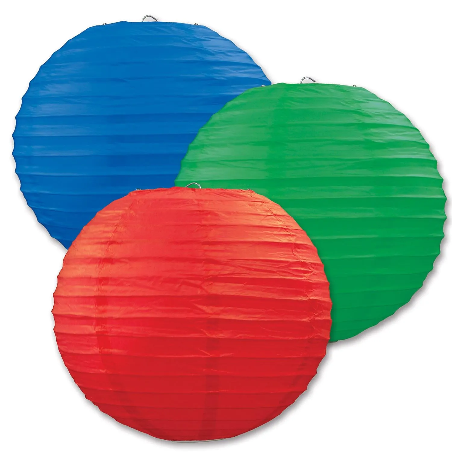 Party Paper Lanterns Assorted red - blue - green (3 per Package)
