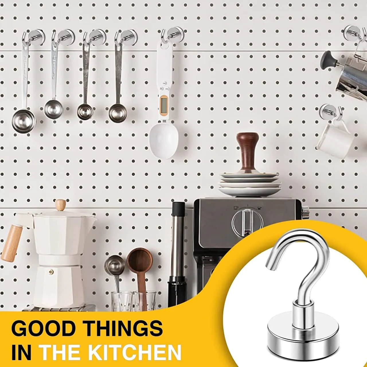 RIOMTRIC Magnetic Hooks Heavy Duty Cruise S-Hooks Earth Magnets with Hook for Refrigerator, Extra Strong Cruise Hook for Hanging, Magnetic Hanger for Curtain, Grill (Magnetic Hooks 6 pcs)