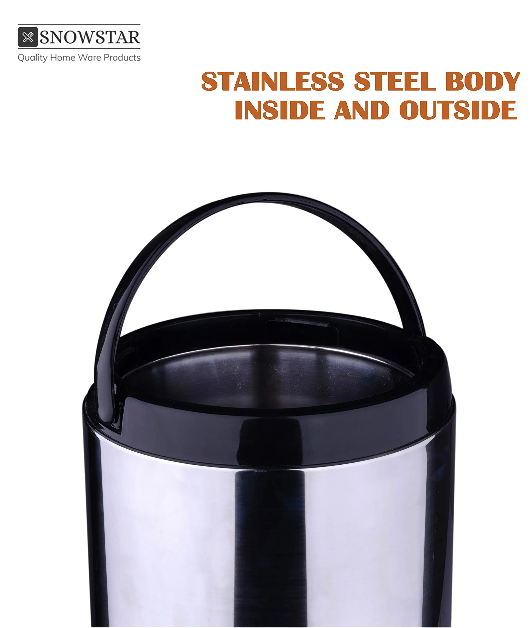 SNOWSTAR® Stainless Steel Water Camper/Water Jug Vacuum Insulated Thermo Flask Jug Water Beverage Dispenser, 5 Litre, Silver
