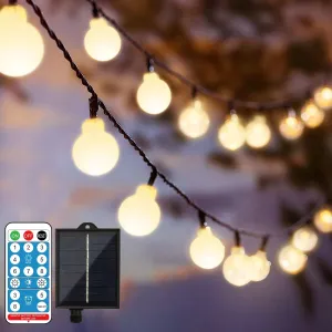 Solar-powered Globe String Lights 39 ft 100 LED with Remote Control, 8 Modes, Waterproof Indoor Outdoor Fairy Lights