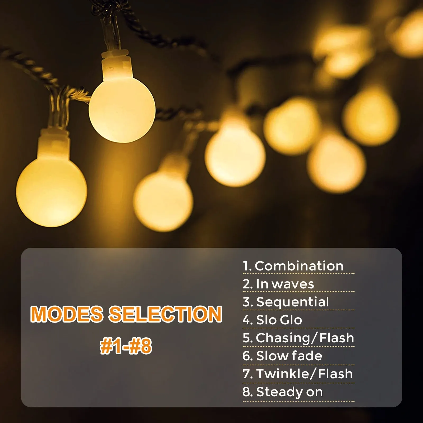 Solar-powered Globe String Lights 39 ft 100 LED with Remote Control, 8 Modes, Waterproof Indoor Outdoor Fairy Lights