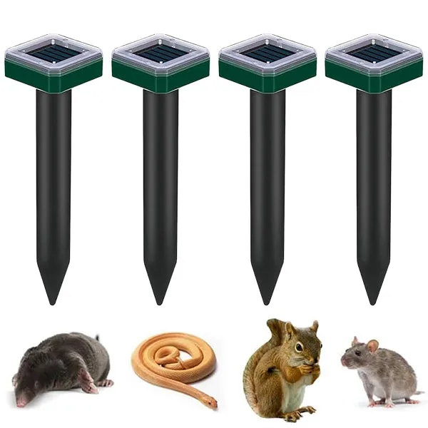 Solar-Powered Ultrasonic Animal Repeller  Outdoor Mole, Snake, Gopher, Groundhog, Bat, and Dog Repellent with Polysilicon Solar Panel