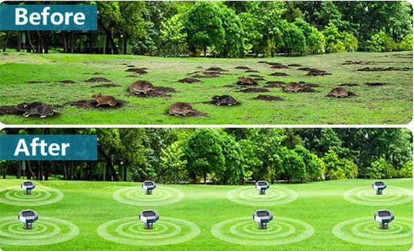 Solar-Powered Ultrasonic Animal Repeller  Outdoor Mole, Snake, Gopher, Groundhog, Bat, and Dog Repellent with Polysilicon Solar Panel