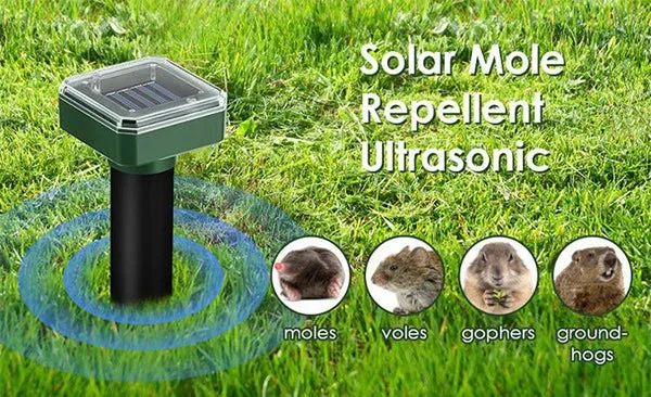 Solar-Powered Ultrasonic Animal Repeller  Outdoor Mole, Snake, Gopher, Groundhog, Bat, and Dog Repellent with Polysilicon Solar Panel