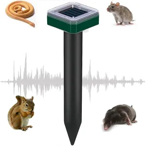 Solar-Powered Ultrasonic Animal Repeller  Outdoor Mole, Snake, Gopher, Groundhog, Bat, and Dog Repellent with Polysilicon Solar Panel