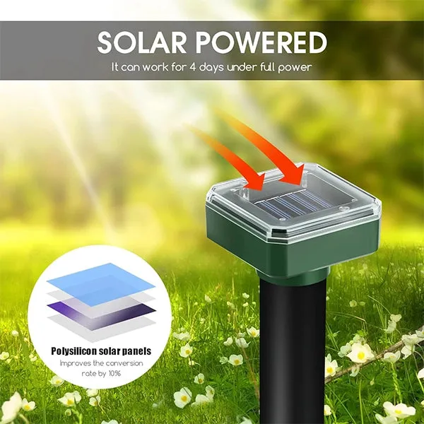 Solar-Powered Ultrasonic Animal Repeller  Outdoor Mole, Snake, Gopher, Groundhog, Bat, and Dog Repellent with Polysilicon Solar Panel