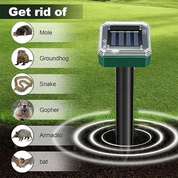 Solar-Powered Ultrasonic Animal Repeller  Outdoor Mole, Snake, Gopher, Groundhog, Bat, and Dog Repellent with Polysilicon Solar Panel