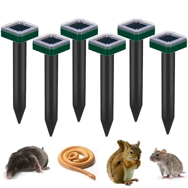 Solar-Powered Ultrasonic Animal Repeller  Outdoor Mole, Snake, Gopher, Groundhog, Bat, and Dog Repellent with Polysilicon Solar Panel