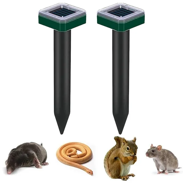 Solar-Powered Ultrasonic Animal Repeller  Outdoor Mole, Snake, Gopher, Groundhog, Bat, and Dog Repellent with Polysilicon Solar Panel