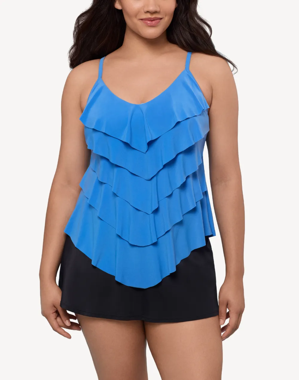 Solid Ruffle Rachel Tankini Top