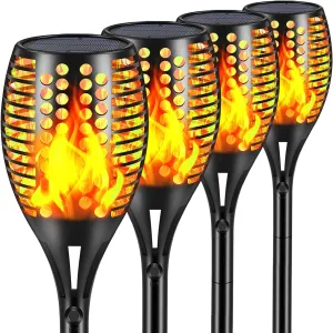 Upgraded Larger Solar Torch Lights, Waterproof Outdoor Dancing Flames Lights, Flickering Flames Garden Lights, Landscape Decoration Pathway Patio Lights 43" 96 LED (4 Pack)
