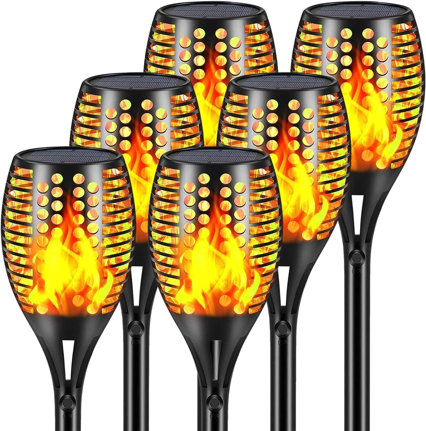 Upgraded Larger Solar Torch Lights, Waterproof Outdoor Dancing Flames Lights, Flickering Flames Garden Lights, Landscape Decoration Pathway Patio Lights 43" 96 LED (4 Pack)