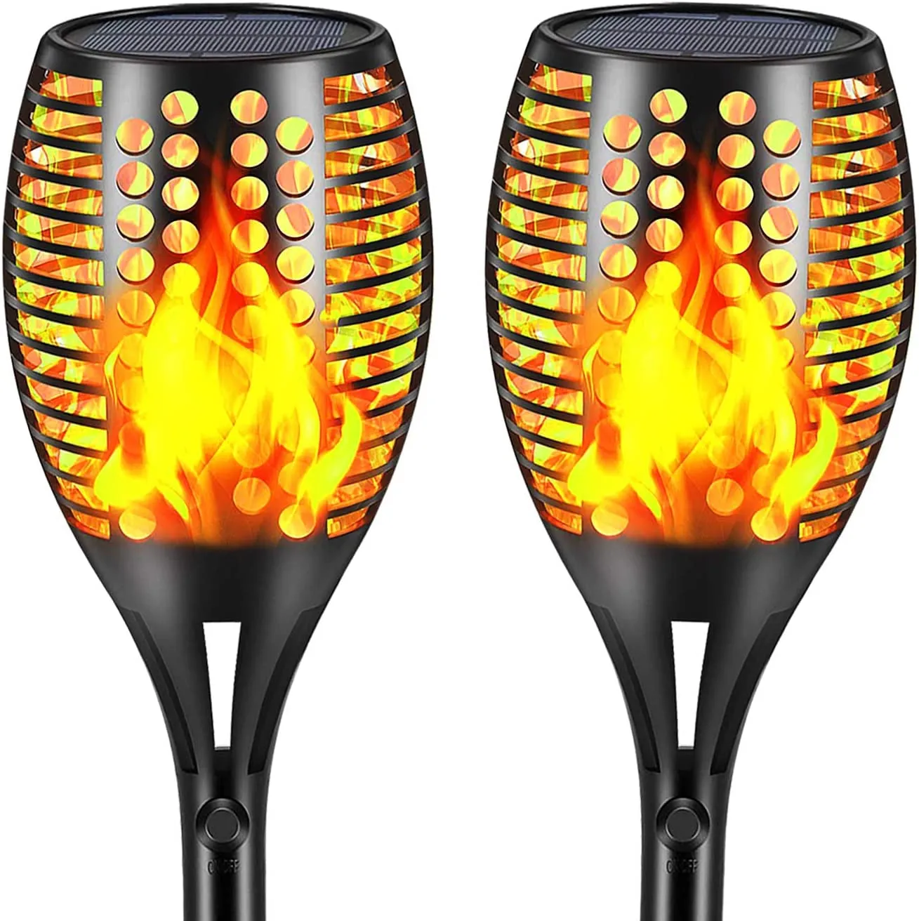 Upgraded Larger Solar Torch Lights, Waterproof Outdoor Dancing Flames Lights, Flickering Flames Garden Lights, Landscape Decoration Pathway Patio Lights 43" 96 LED (4 Pack)