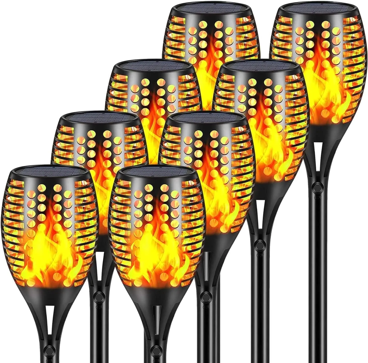 Upgraded Larger Solar Torch Lights, Waterproof Outdoor Dancing Flames Lights, Flickering Flames Garden Lights, Landscape Decoration Pathway Patio Lights 43" 96 LED (4 Pack)
